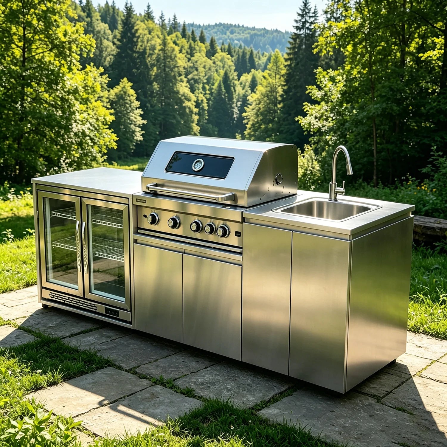 Integrated Sink Cabinets for Garden, Durable Stainless Steel Outdoor Kitchen, Great for Garden, Terrace & Outdoor Application