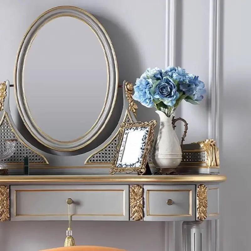 Makeup Storage Dressing Table Mirror Set Modern Vanity Dressers Drawers Home Luxury Penteadeira Quarto Bedroom Furniture