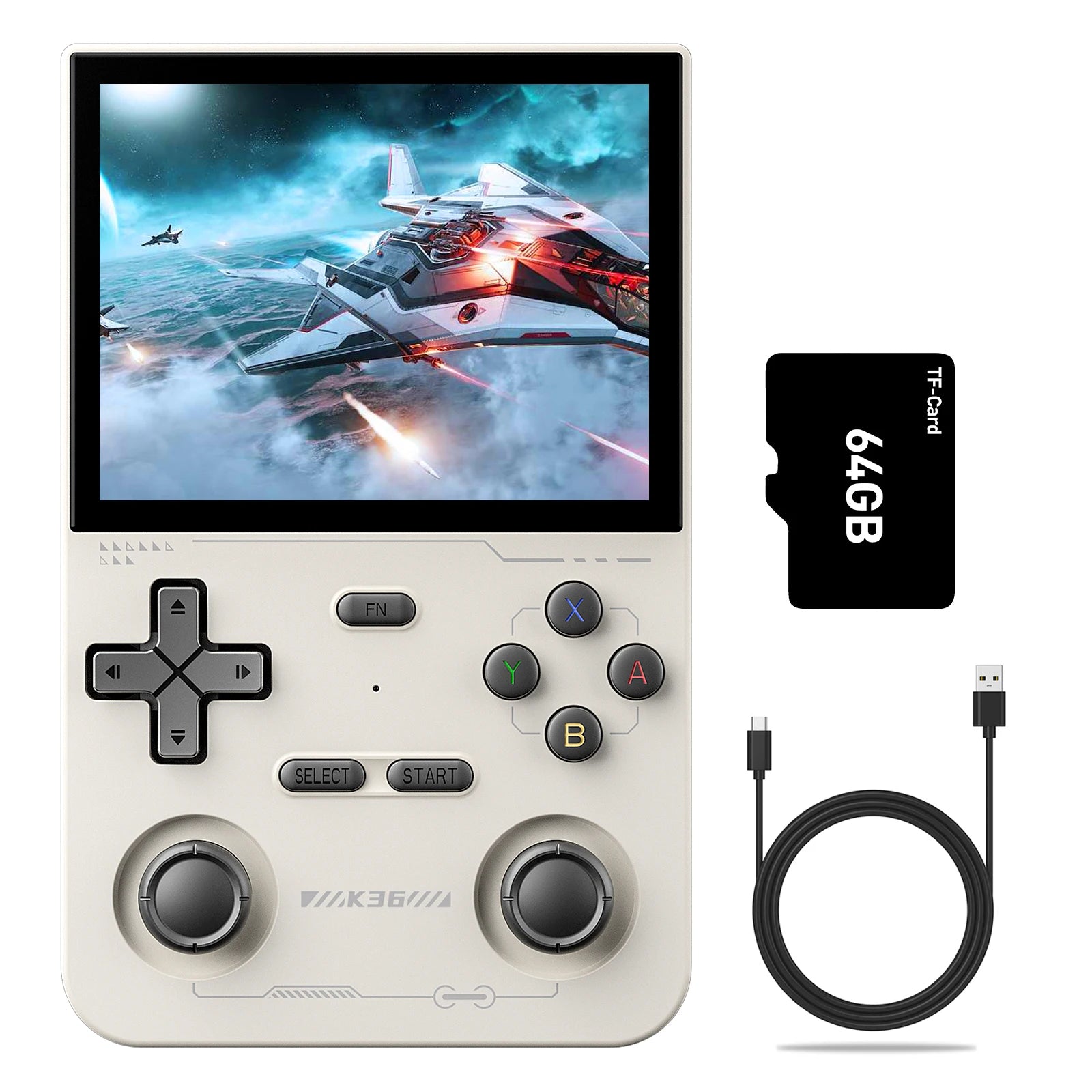 GAMINJA K36 Handheld Game Console 3.5Inch IPS 640x480 Screen Built in 64GB Simulator Games Games Portable Handheld Game Console