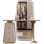 Simple Marble Top Dresser Drawer Dresser Bedroom Drawer Mirror Set Stainless Steel Base Makeup Vanity