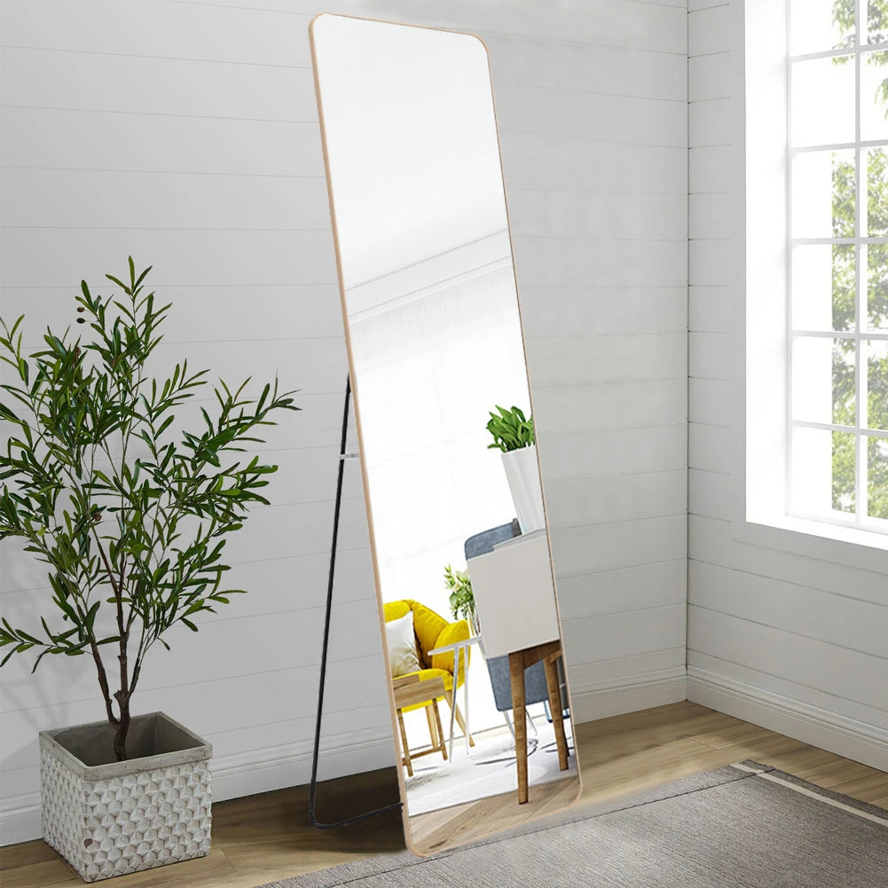 Haodirect Modern Rectangular Floor Mirror, Metal Frame Bedroom Wall Mounted Floor Dressing Mirror, 37cm x 147cm