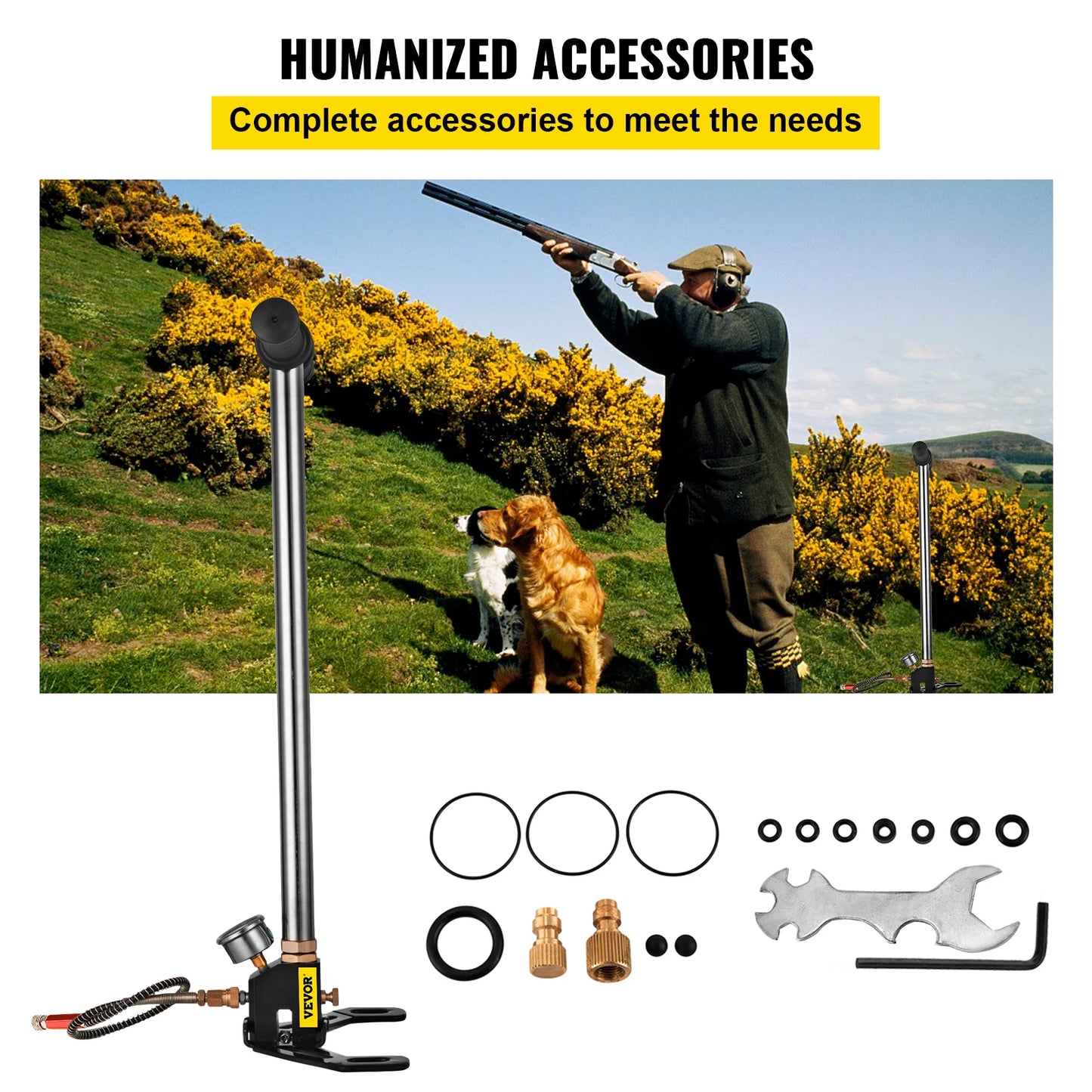 VEVOR 3-Stage PCP Hand Pump | 4500 PSI High-Pressure Air Gun Filling Stirrup with Gauge