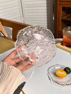 INS Glass Plates Decorative Trinket Glass Plate Japanese Sushi Platter Dessert Snack Plate Trinket Dish Teacup Mat Pad Food Tray