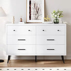 6-Drawer Dresser, Wood Storage Cabinet with Black Metal Handles & Anti-Tip Design, Modern Chest of Drawers for Living Room, Bed