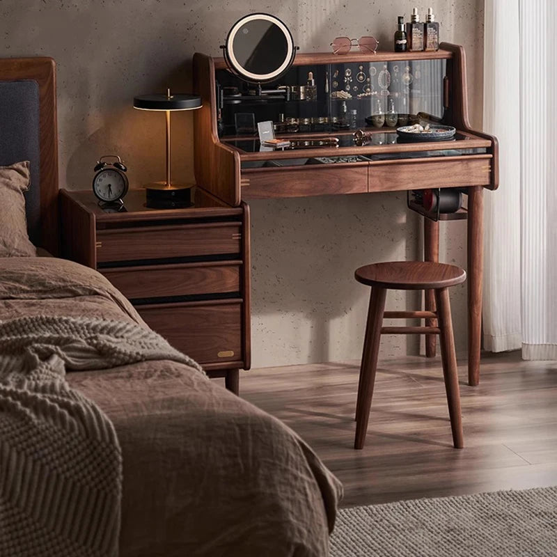 Wood Cosmetics Vanity Table Bedroom Makeup Mirror Desk Study Luxury Dressing Table Modern Organizer Penteadeira Home Furniture