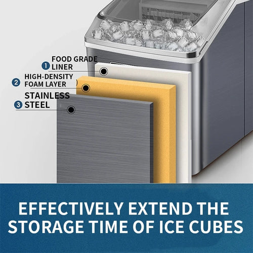 25kg/24h Automatic Electric Quick Ice Maker Commercial Household Milk Tea Shop Bar Desktop Portable Ice Cube Making