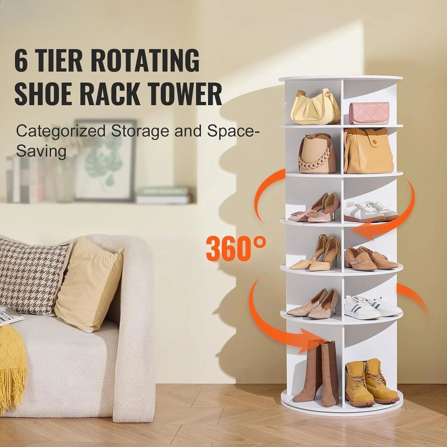 6-Tier Rotating Shoe Rack