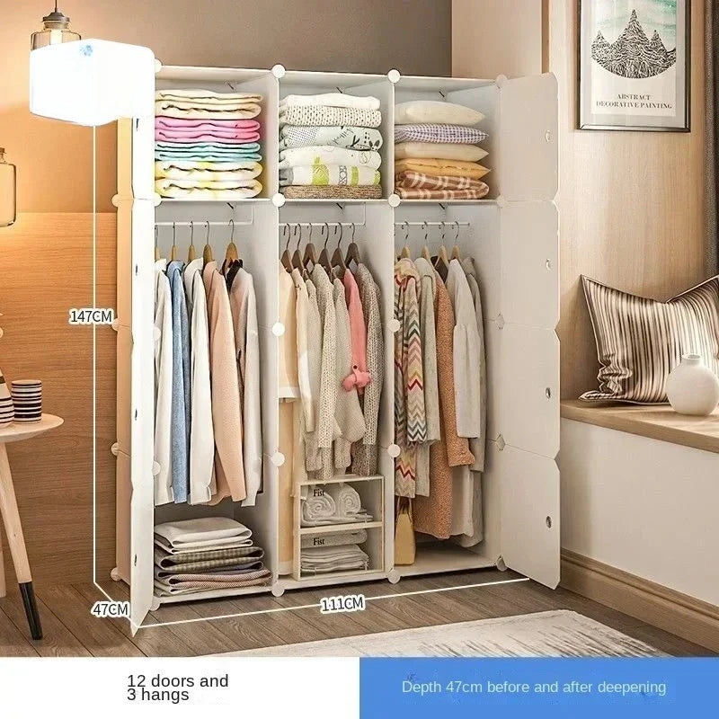 Simple Wardrobe Clothes Folding Cabinets Dressers Cube Storage Locker Plastic Collapsible Dustproof Home Bedroom Furniture