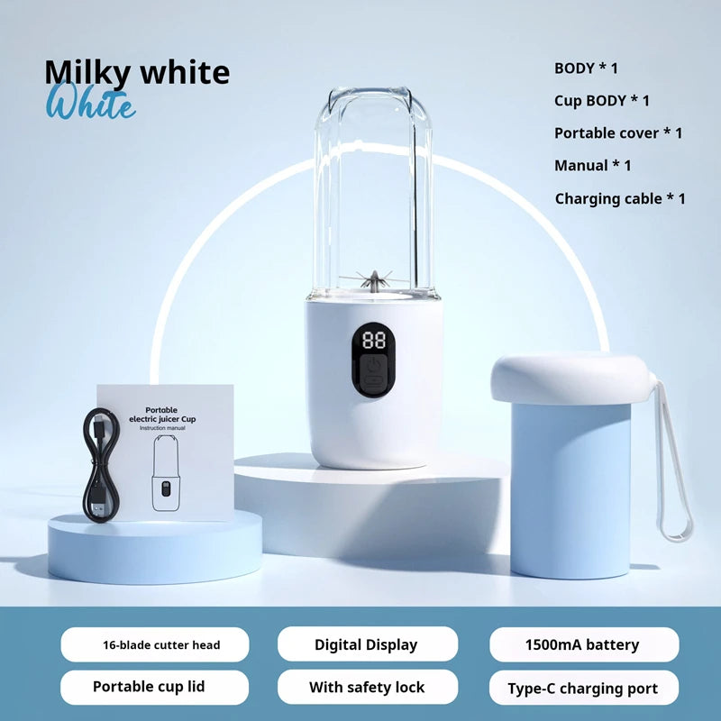 Xiaomi Portable Blender USB Rechargeable Cordless Mini Juicer Mixer for Smoothie Shake Protein Travel Sports Bottle Juicer Cup