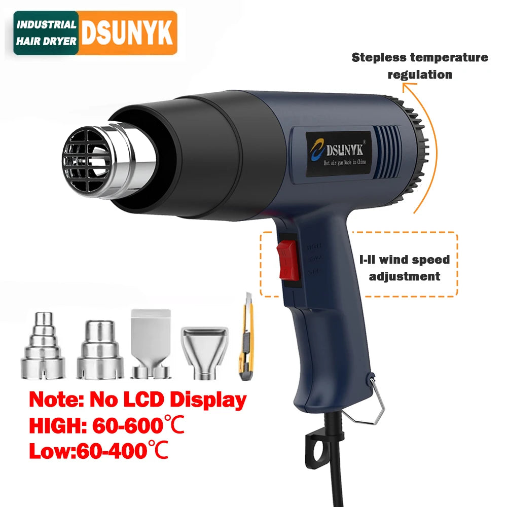 Construction Hair Dryer With Lcd 2000W Shrink Display Heat Gun 110v 220V Thermal Gun Powerful Thermal Blower Mini Hot Air Gun