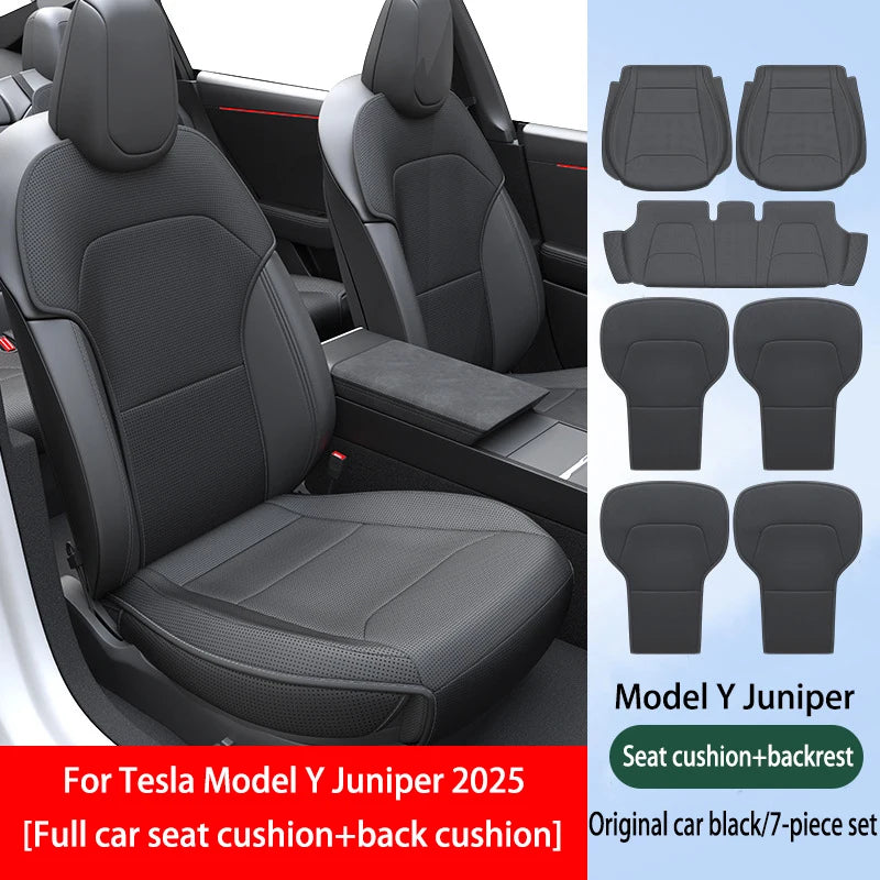 For Tesla ModelY Juniper 2025 PU Seat Cushion Ventilation Comfortable, Four Seasons Universal Split Single Sitting Back row Set