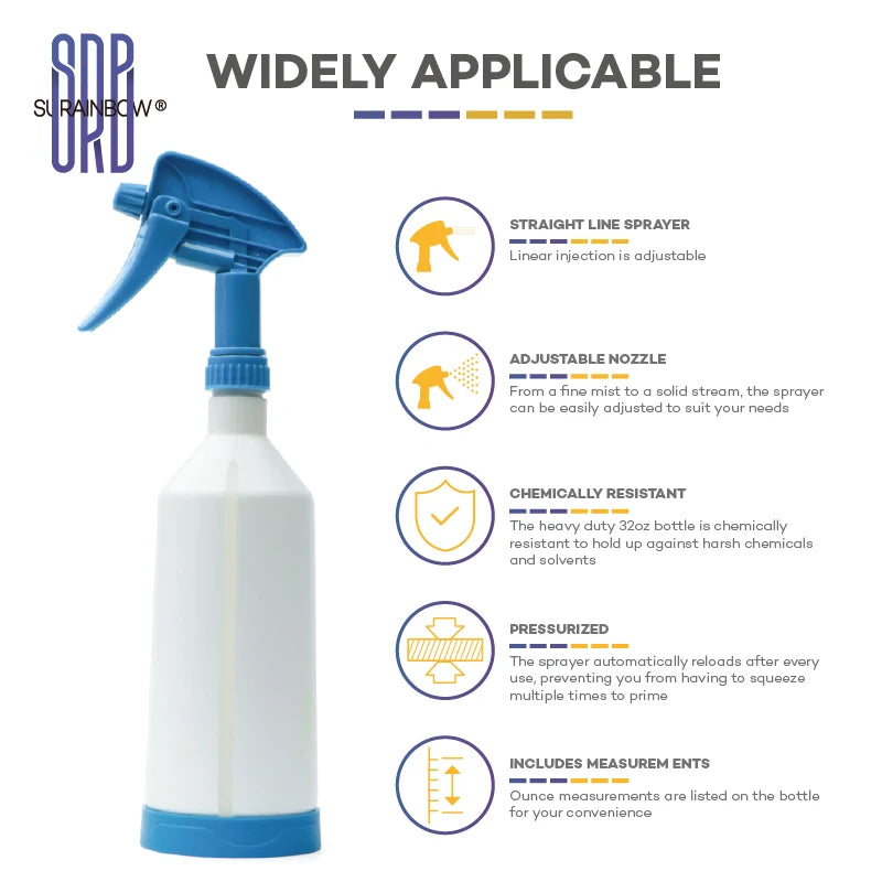 Spray Bottle with Sprayer - Empty Spray Bottle for Cleaning Solutions, Water, Bath & Kitchen, Leak-Proof Heavy Duty Spray Bottle