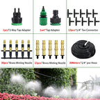 10-30M Outdoor Misting Cooling System 4/7PVC Garden Irrigation Watering Adjustable 1/4'' Brass Atomizer Nozzles Micro Sprinklers