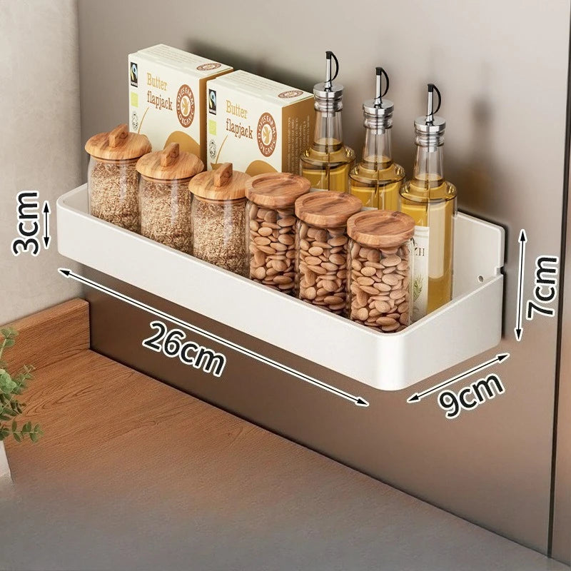 Kitchen Magnetic Suction Shelf Carbon Steel Wall-Mounted Free Punching Refrigerator Side Storage Kitchen Seasoning Storage Rack