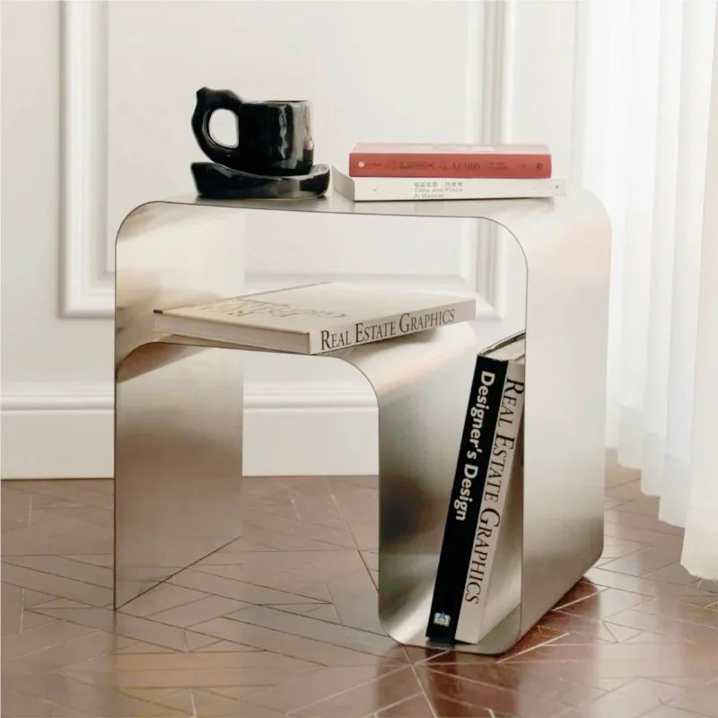 Side Table Integrally Molded Storage Cabinet Coffee Desks  Vintage Bauhaus Antique Minimalist Stainless Steel Bedside Table