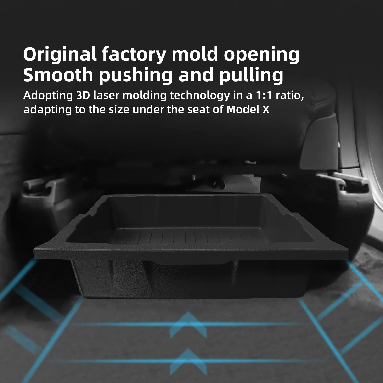 For Tesla Model X Under Seat Storage Box Car Interior Accessories Drawer Type Storage Organizer Lower Box Case 2023-2024