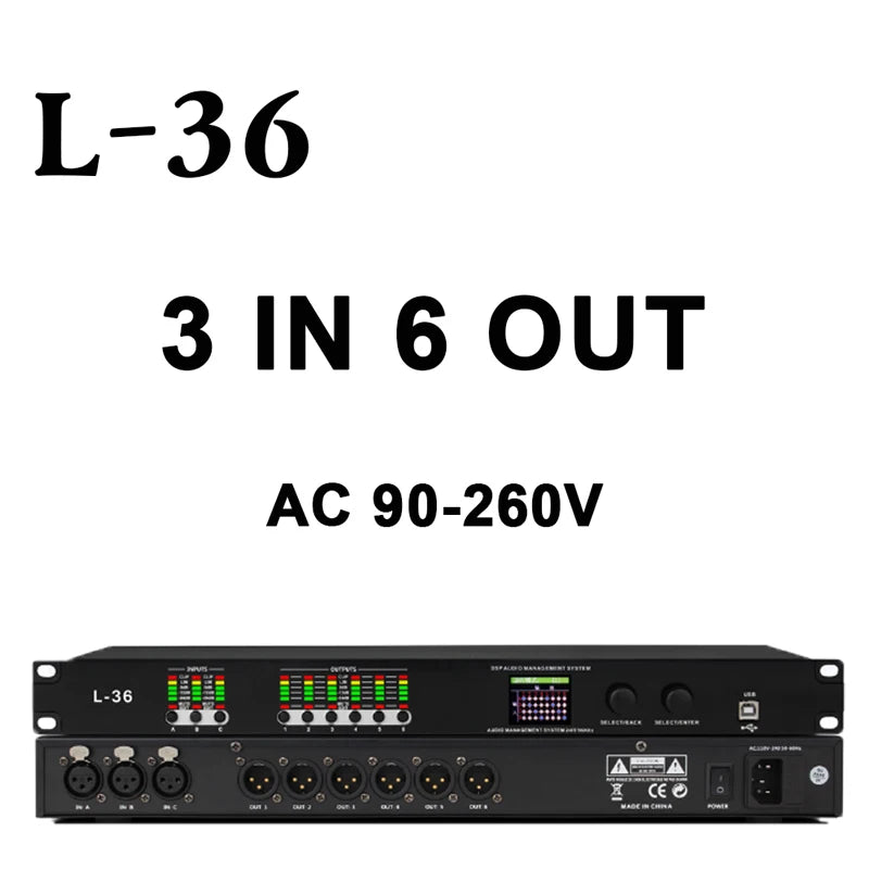 Paulkitson L-48 Professional Digital Audio Processor 4 IN 8 OUT 32-bit DSP Audio Speaker Management System Stage Performance
