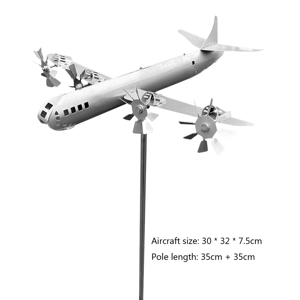 3D Plane Garden Wind Spinner Plane Metal Airplane Weather Vane Outdoor Roof Wind Direction Indicator Weather Vane Garden Decor
