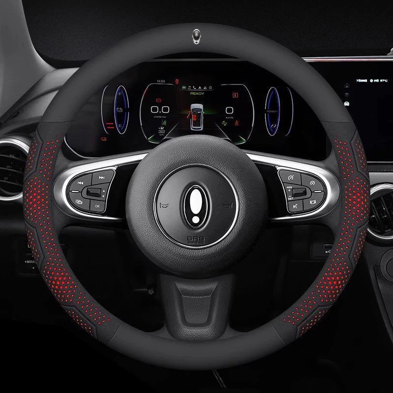 For Great Wall ORA iQ Good Cat GT Funky Cat Ballet Cat EV Flash Cat Carbon fiber Suede Car Steering Wheel Cover Auto Accessories