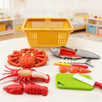 Kids Kitchen Toy Set Simulated Big Size Lobster Crab Fish Chicken Fun Cutting Food DIY Assembly Model Accessories Birthday Gifts