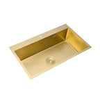 Gold Kitchen Sink Above Counter 304 Stainless Steel Single Bowl Goldn Basket Drainer Soap Dispenser Washing Basin