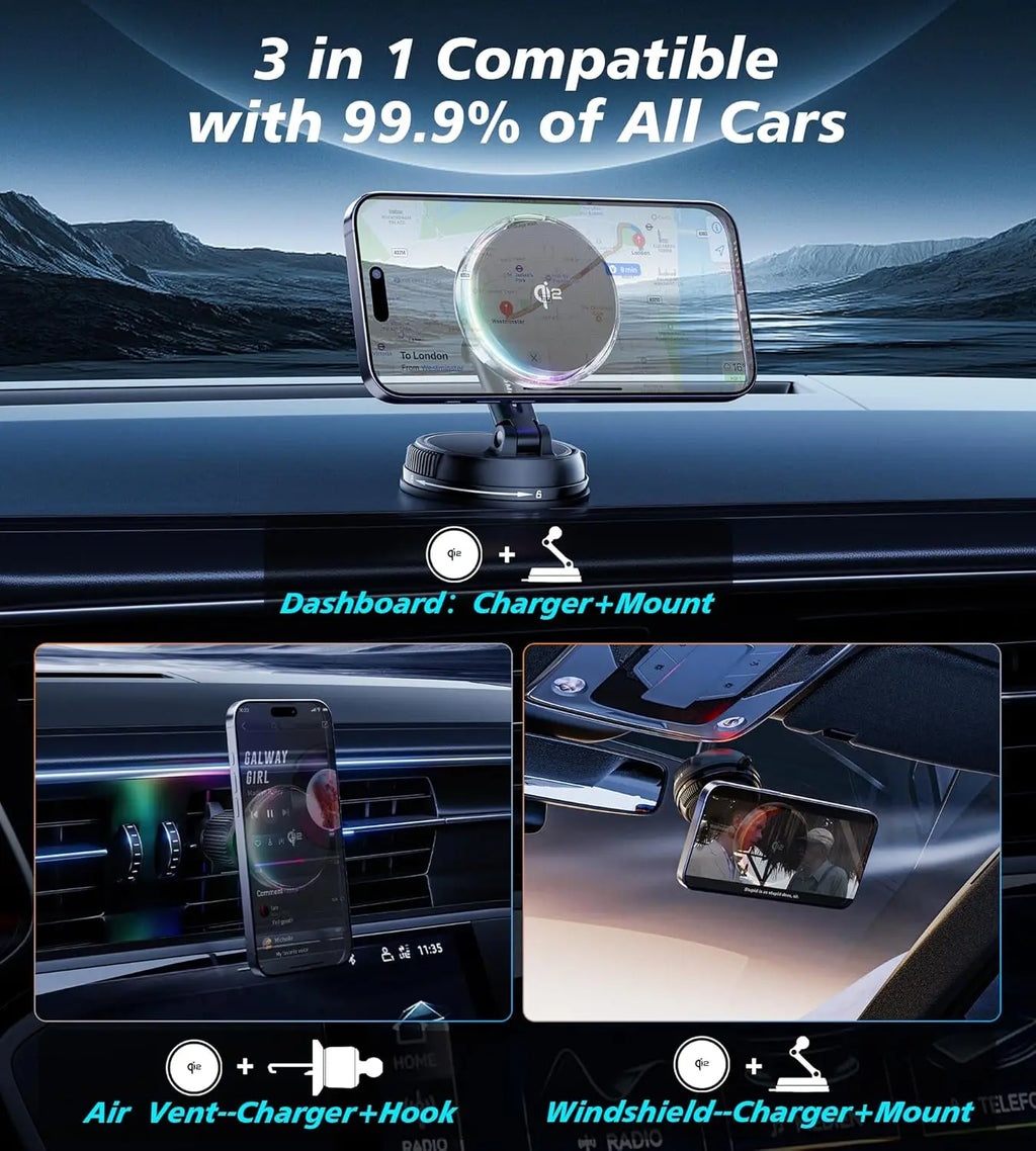 15W Qi2 MagSafe Car Mount with Cooling Fan