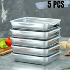 5-Piece Stainless Steel Food Storage Containers, Stackable Airtight Kitchen Organizer for Fridge Freezer, Salad Fruit Meal Prep