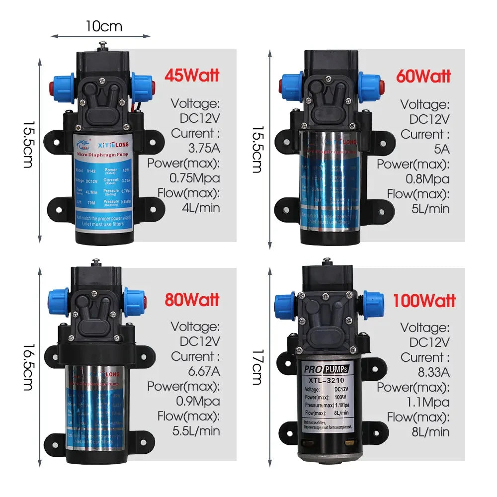 10-25M Garden Adjustable Brass Nozzle Misting 1/4" Watering System 60W Self-Priming Pump Automatic Cool Irrigation Equipment