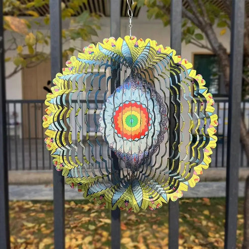 Foldable Rotating Wind Chime 3D Color Wind Chime Mandala Wall Hanging Decor 3D Wind Spinner Art Windmill Outdoor Garden Pendant