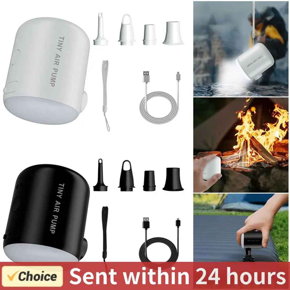 Camping Light Wireless Air Compressor 2200mAh Mini Air Inflator Pump 3 Lighting Modes Electric Air Pump for Air Mattresses Beds