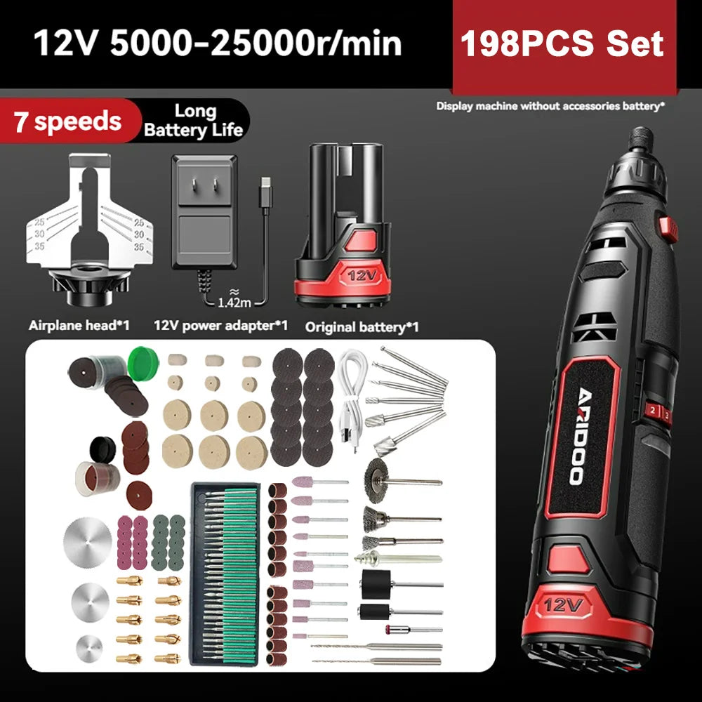 5000-25000r 12V Mini Drill Engraver Griding Electric Chain Grinder Rechargeable Cordless Electric Drill Micro Rotary Tool