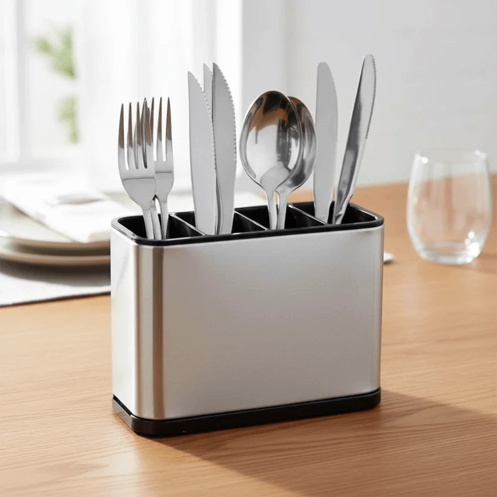Stainless Steel Kitchen Cutlery Organizer Drainable Rust Proof Chopstick Shelf Box Compartment Large Capacity