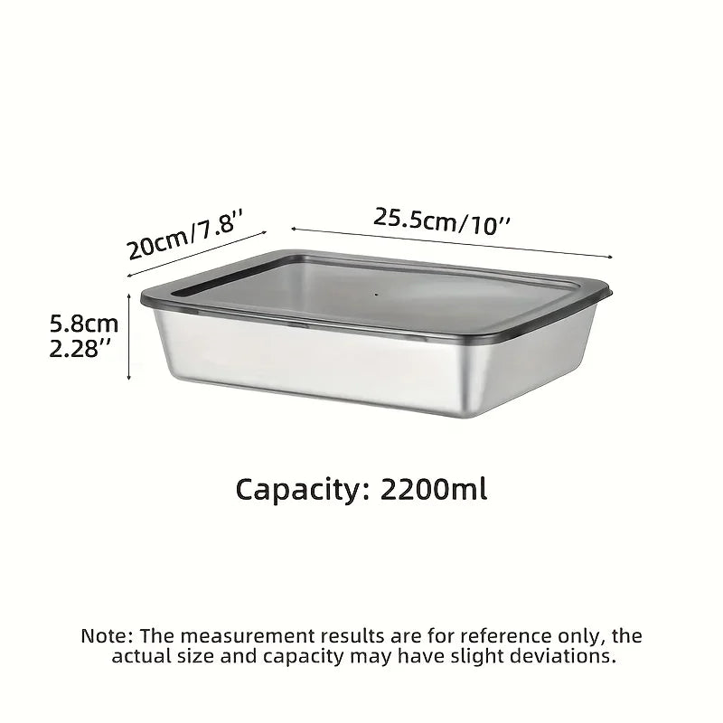 1-6Pcs Stainless Steel Food Containers with Black Lids, Kitchens Accessories, Holds Knifes, Stackable Kitchen Meal Prep Storage