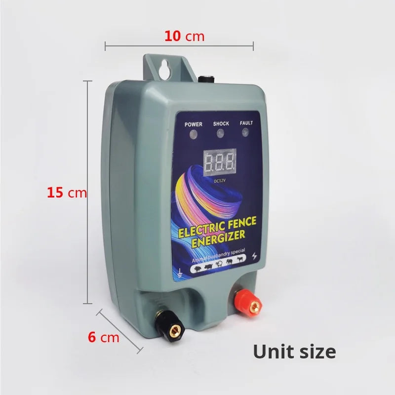 5KM Electric Fence Energizer 12V 2A for Animals Cattle Sheep Horse Chicken Farm Livestock 1.5 Joules Pulse Controller Device