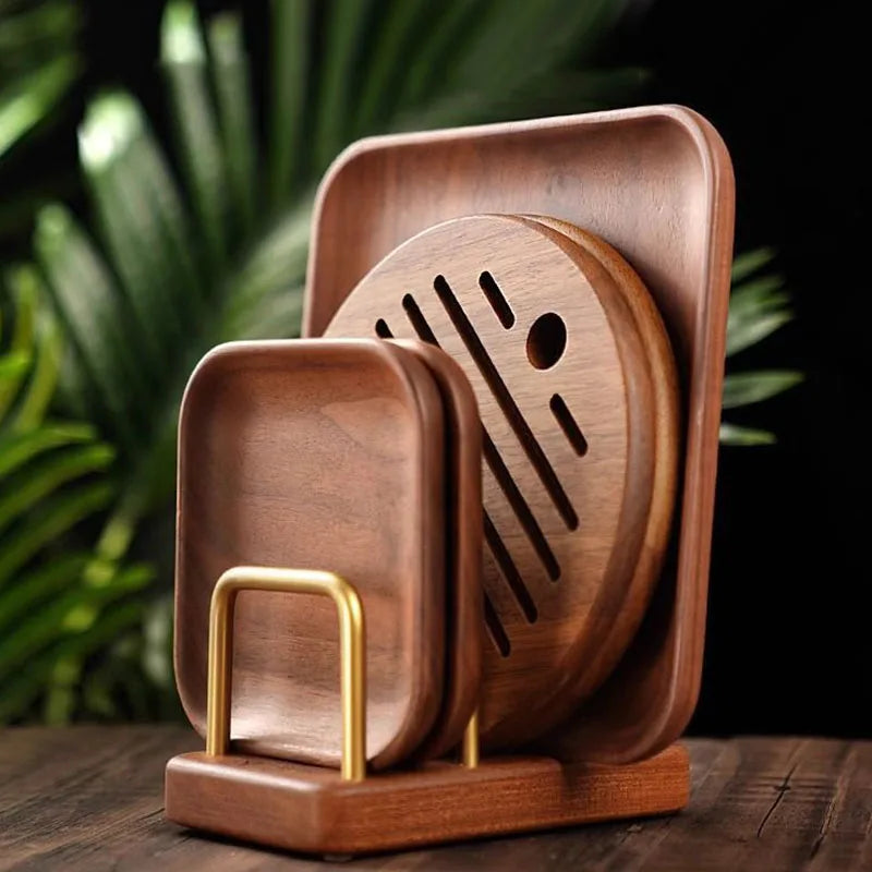 Solid Wood Cutting Board & Pot Lid Rack, Kitchen Countertop Drainable Storage Rack, New-Style Chopping Board Organizer