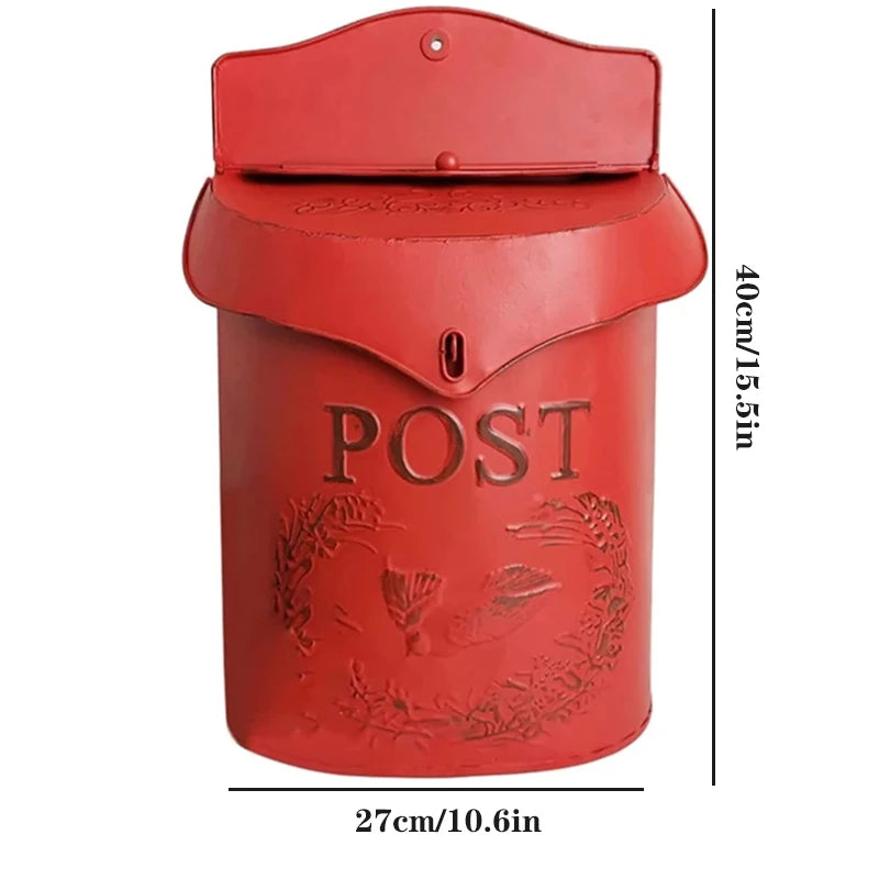 Rustic Free Standing Outdoor Wall Mount Mailbox Vintage Metal Wrought Iron Mail Boxes Retro Postbox for Garden Residential Decor