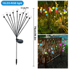 LED Firefly Light Warm White RGB Solar Powered Swaying Lights Outdoor Waterproof Fairy Garden Light for Yard Patio Decoration