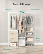 Songmics Clothes Rack, 70.9 Inch Wardrobe Freestanding Closet, Heavy Duty Garment Rack With 1 Extendable Hanging Rod, 2 Drawers