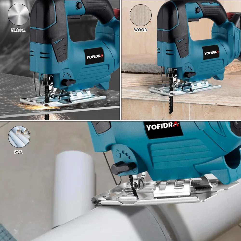 21V Cordless Electric Jig Saw 2900RPM Multi-Function Woodworking Power Tool For Makita 18V Battery Pin with 1 Saw Blade