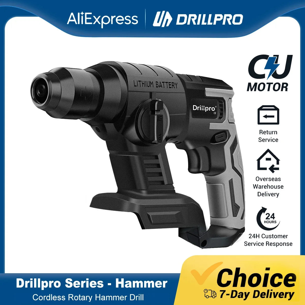 Drillpro 26MM 6000RPM Electric Hammer Electric Pick Impact Drill Multi-function Cordless Rotary Tool ForMakita Battery