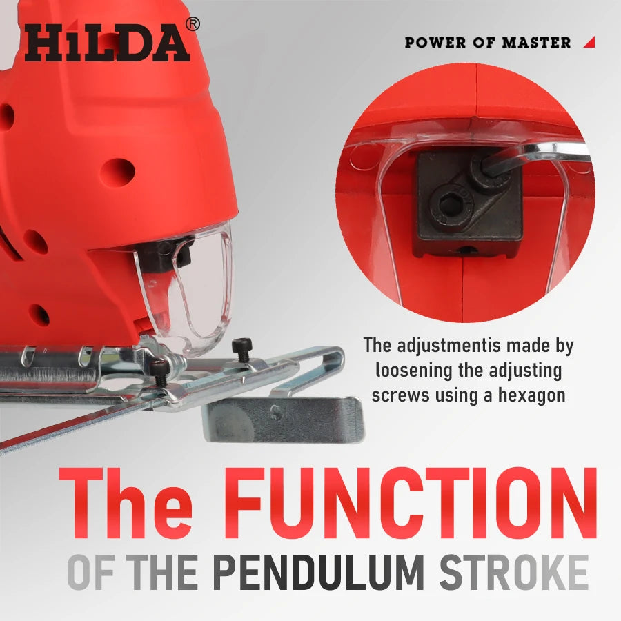HILDA Electric Jig Saw Household Plug - in Brushed Six Speed Electric Curved Cutting Tool Suitable For A Wide Range Of Materials