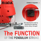 HILDA Electric Jig Saw Household Plug - in Brushed Six Speed Electric Curved Cutting Tool Suitable For A Wide Range Of Materials
