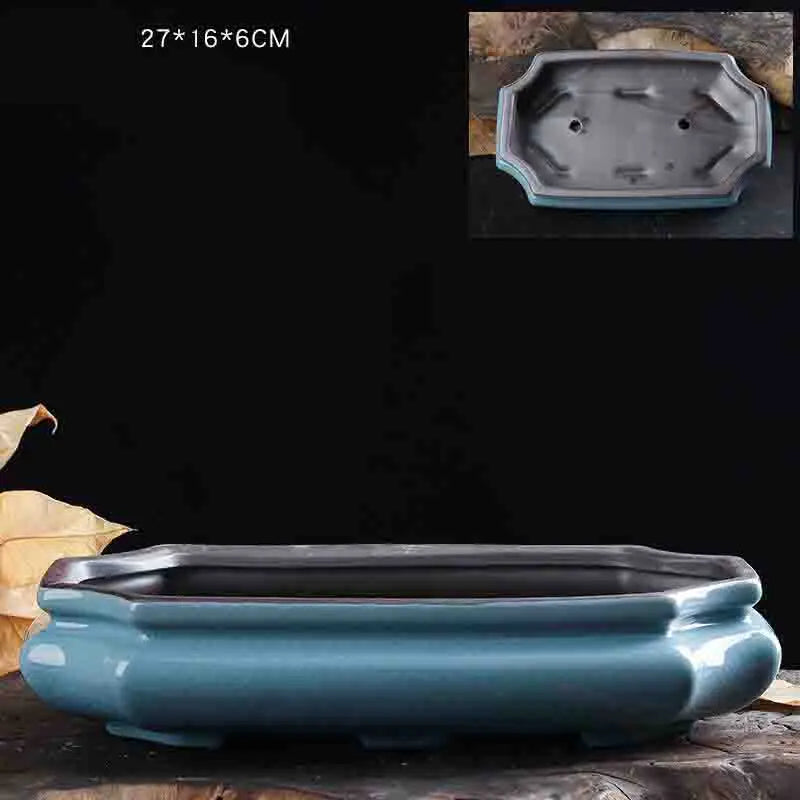 Chinese Purple Sand Ceramic Flowerpot Desktop Large-Diameter Glazed Flowerpot Classical Succulent Landscape Bonsai Flower Pot