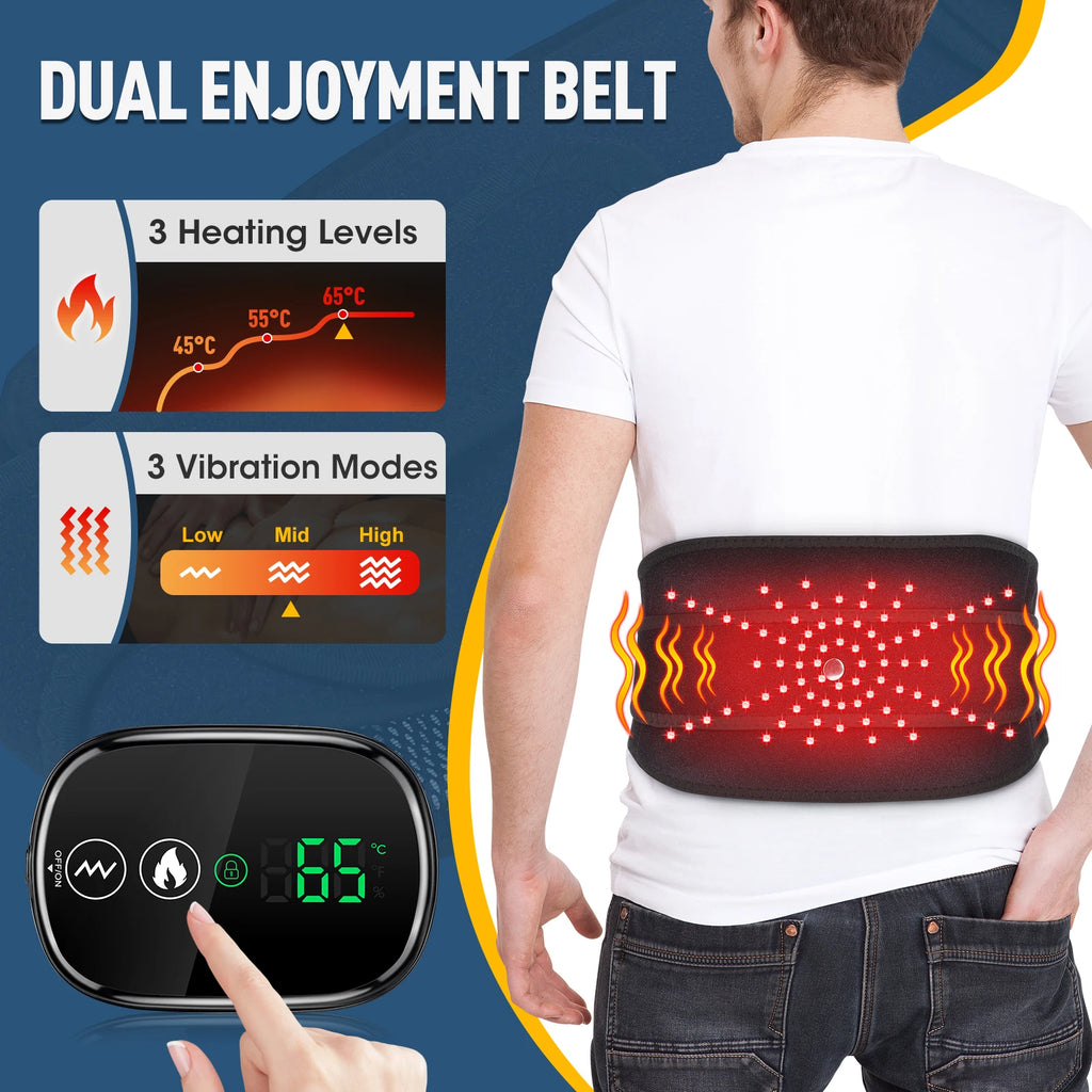 Electric Heating Waist Massager,Vibration Hot Compress Massage Belt,Lumbar Decompression Brace,Lower Back Support,Muscle Relax