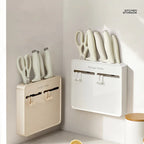 No-Drill Kitchen Knife Holder, Wall-Mounted Dustproof Durable Shelf for Cabinet Inner Side Multifunctional Storage
