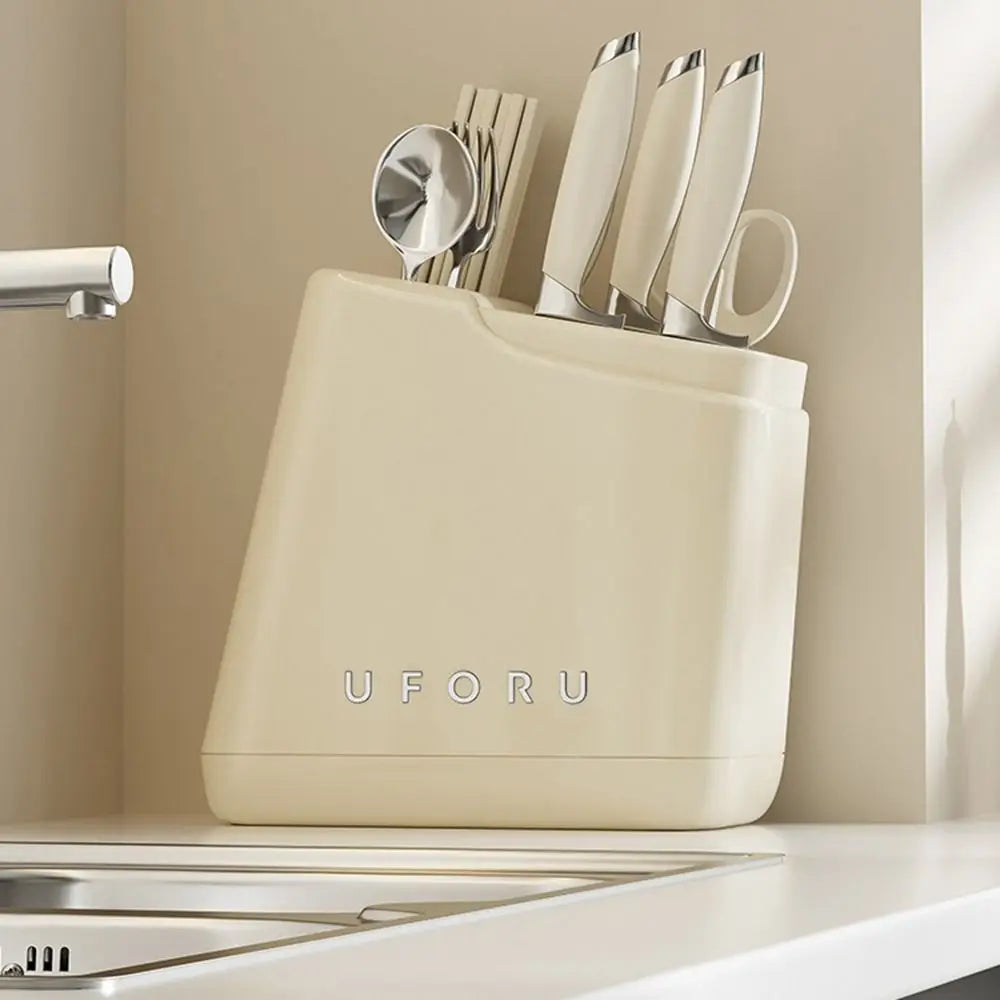 Stable Knives Storage Rack Large Capacity Space Saving Countertop Knives Holder Plastic Anti-slip Cutlery Organizer Kitchenware
