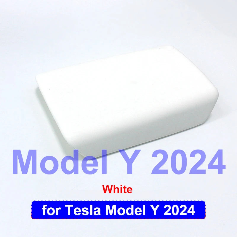 For Tesla Model 3 Y 2023 2025 Armrest Protector Box Cover White Soft TPE Center Console Panel Pad M3H Highland 2024 Accessories