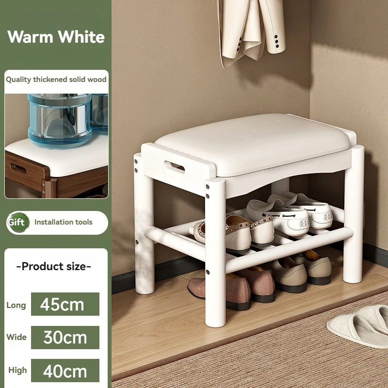 Shoe changing stool, home entrance shoe rack, can sit, in door shoe stool, solid wood shoe cabinet, living room entrance storage