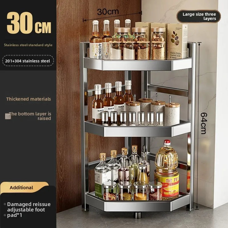 Stainless Steel Kitchen Waterproof Cabinets Storage Rack Multi-functional Table Top Seasoning Chopsticks Multilayer Storage