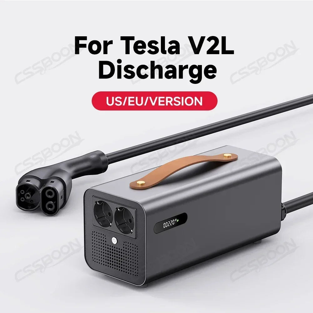 CSSBOON V2L Discharger Gun for Tesla Model 3 Y X S Car Inverter NACS CCS2 AC 110V-120V Portable Power Conversion Socket
